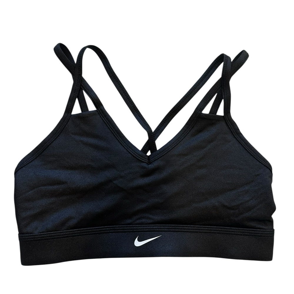 Nike Women's Strappy Black Shiny Sports Bra Size Medium